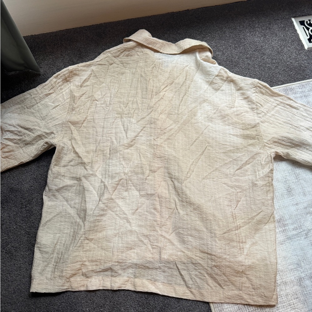 Zara Beige Short Sleeve Men's Shirt - Picture 3 of 3